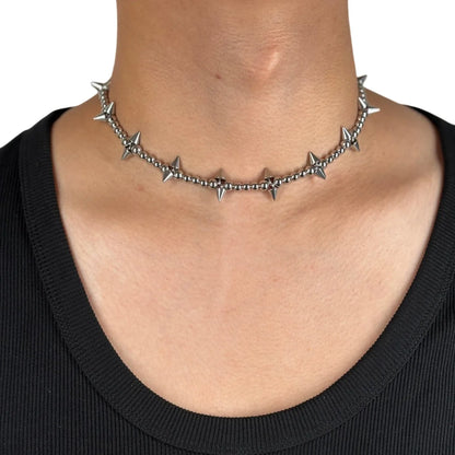 Y2K Punk Spike Choker Necklace