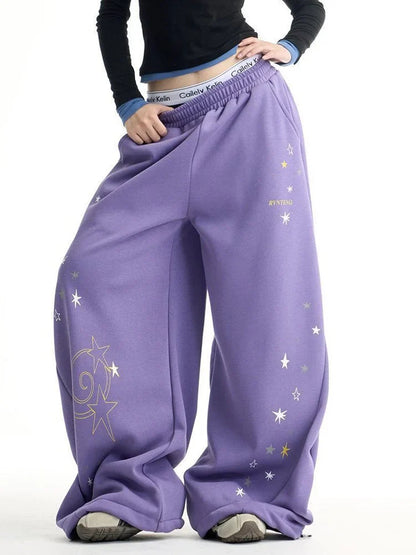 Y2K Purple Galaxy Baggy Sweatpants Joggers Trousers