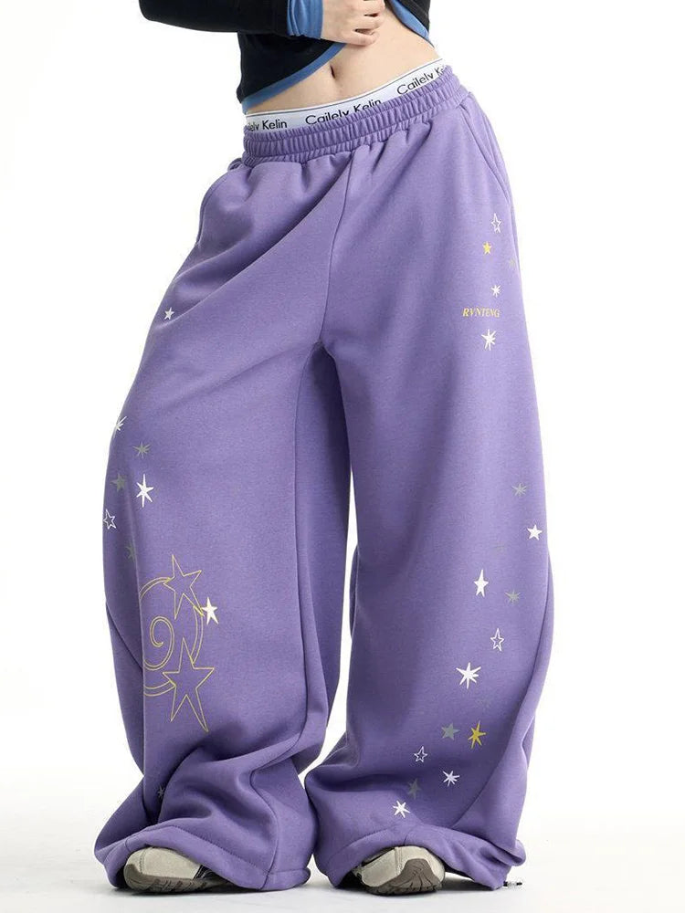 Y2K Purple Galaxy Baggy Sweatpants Joggers Trousers
