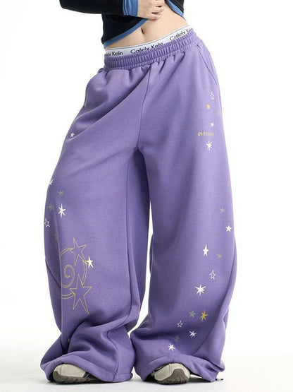 Y2K Purple Galaxy Baggy Sweatpants Joggers Trousers