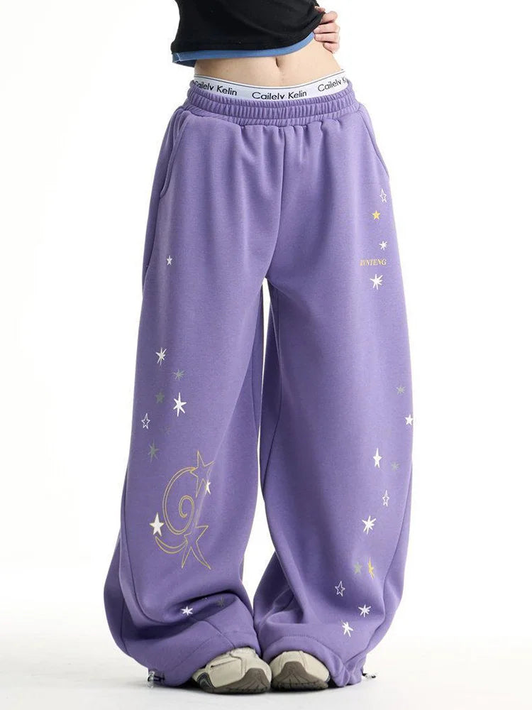 Y2K Purple Galaxy Baggy Sweatpants Joggers Trousers