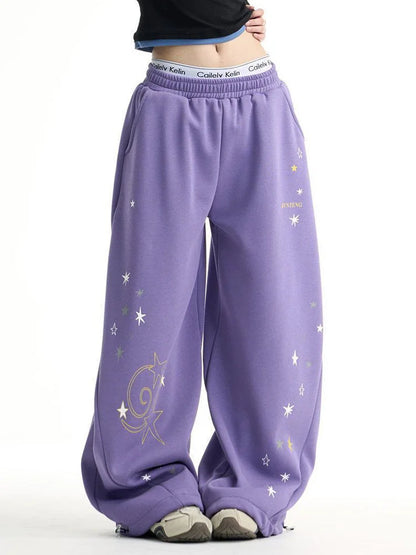 Y2K Purple Galaxy Baggy Sweatpants Joggers Trousers