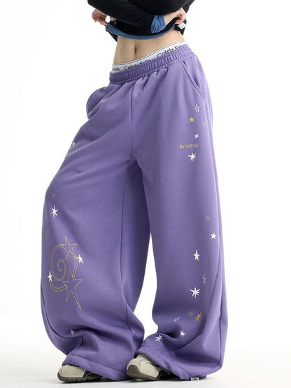 Y2K Purple Galaxy Baggy Sweatpants Joggers Trousers