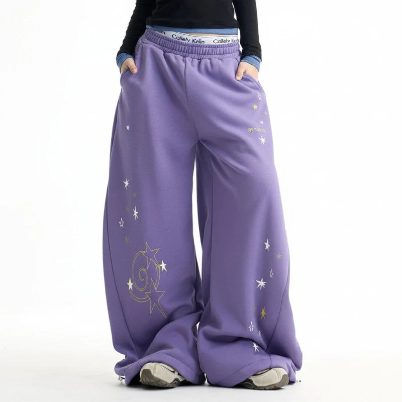 Y2K Purple Galaxy Baggy Sweatpants Joggers Trousers
