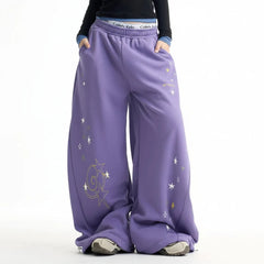 Y2K Purple Galaxy Baggy Sweatpants Joggers Trousers