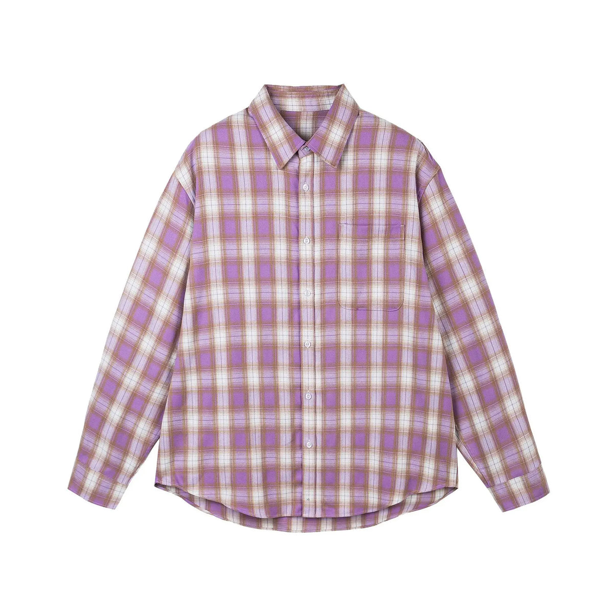 Y2K Purple Plaid Long Sleeve Button Down Shirt