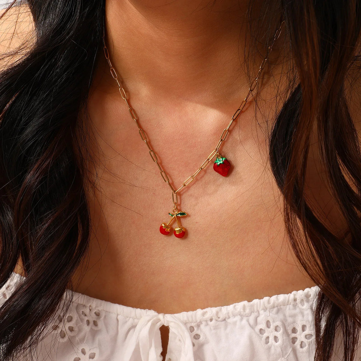 Y2K Red Fruit Pendant Necklace