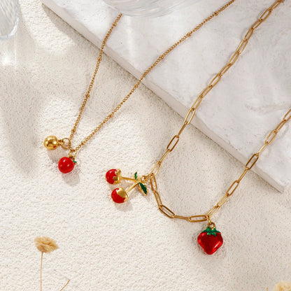 Y2K Red Fruit Pendant Necklace
