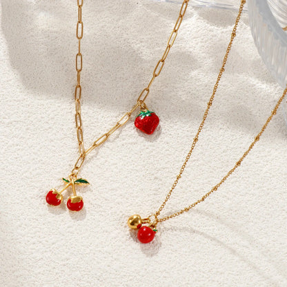 Y2K Red Fruit Pendant Necklace