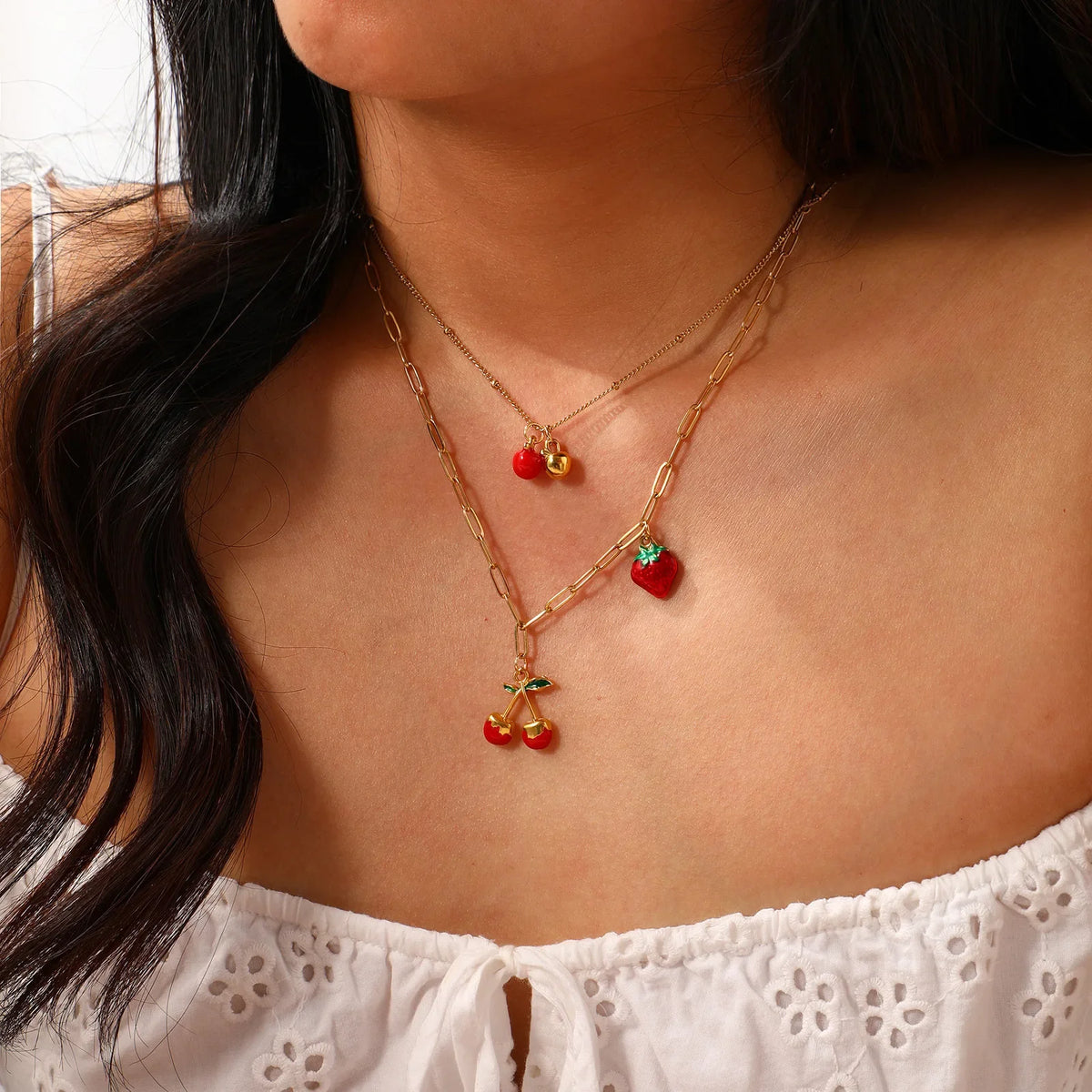 Y2K Red Fruit Pendant Necklace