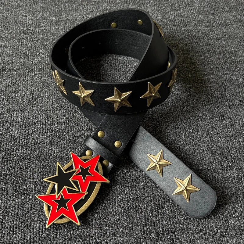 Y2K Red Star Buckle Belt