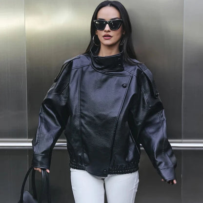 Y2K Regular Womens Faux Leather Jacket