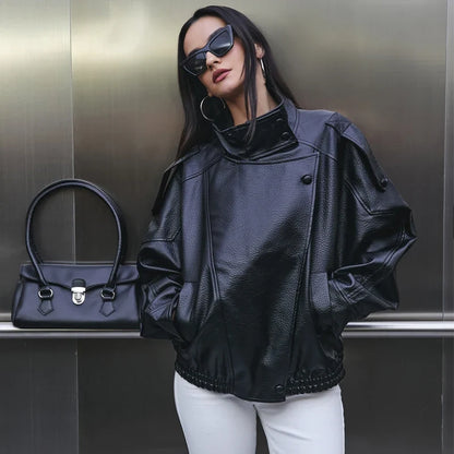 Y2K Regular Womens Faux Leather Jacket
