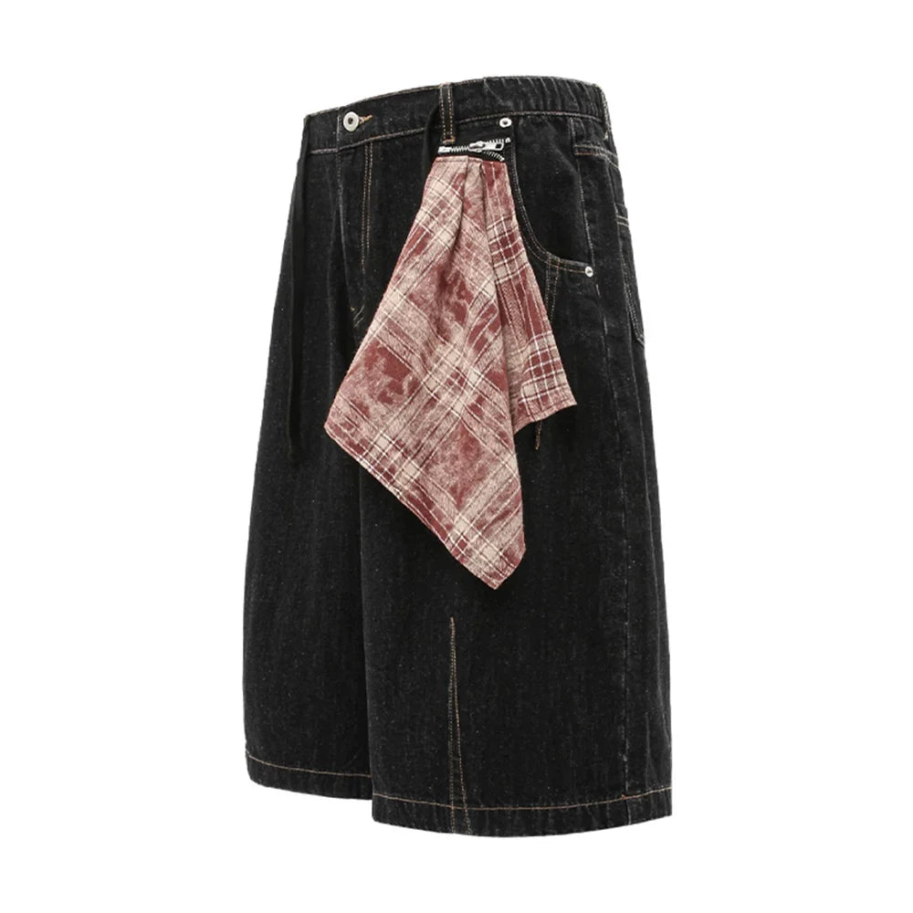 Y2K Removable Bandana Denim Shorts Jorts