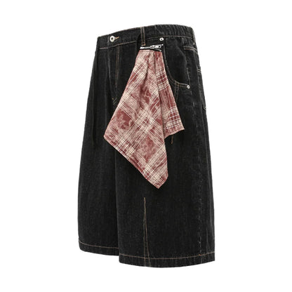 Y2K Removable Bandana Denim Shorts Jorts