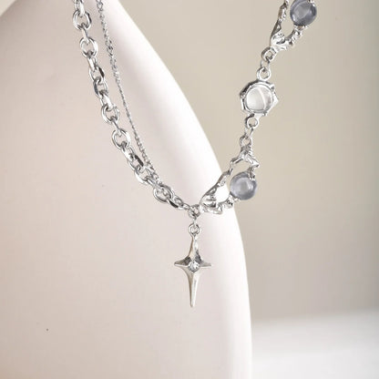 Y2K Resin Bead Cross Pendant Necklace
