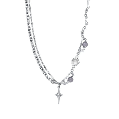 Y2K Resin Bead Cross Pendant Necklace