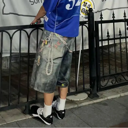 Y2K Retro Accessory Graphic Print Denim Shorts Jorts