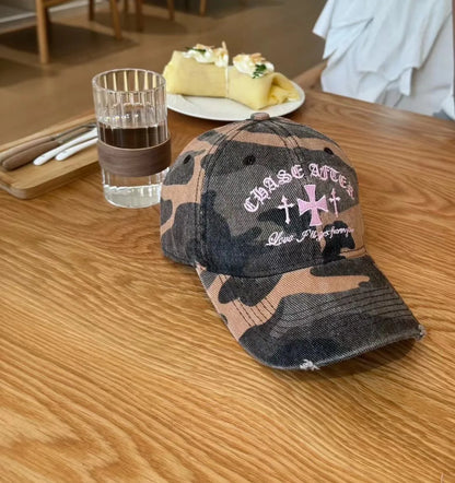 Y2K Retro Cross Camo Baseball Cap