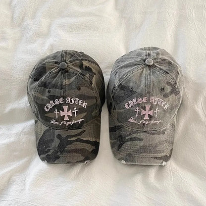 Y2K Retro Cross Camo Baseball Cap