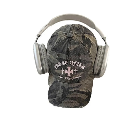 Y2K Retro Cross Camo Baseball Cap