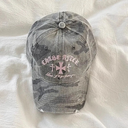 Y2K Retro Cross Camo Baseball Cap