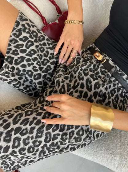 Y2K Retro Leopard Print High Waist Shorts