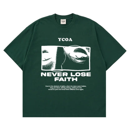 Y2K Retro "Never Lose Faith" Graphic T Shirt
