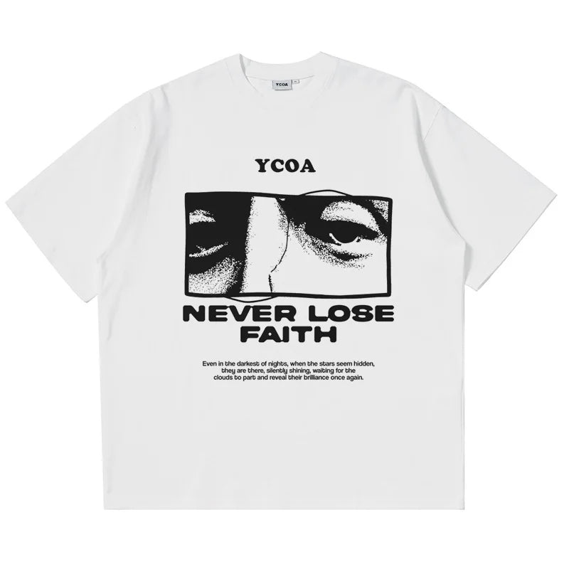 Y2K Retro "Never Lose Faith" Graphic T Shirt