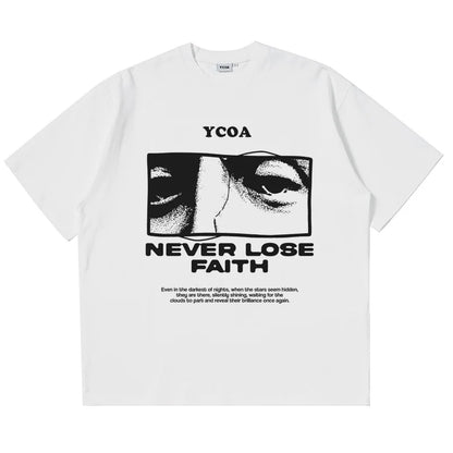 Y2K Retro "Never Lose Faith" Graphic T Shirt