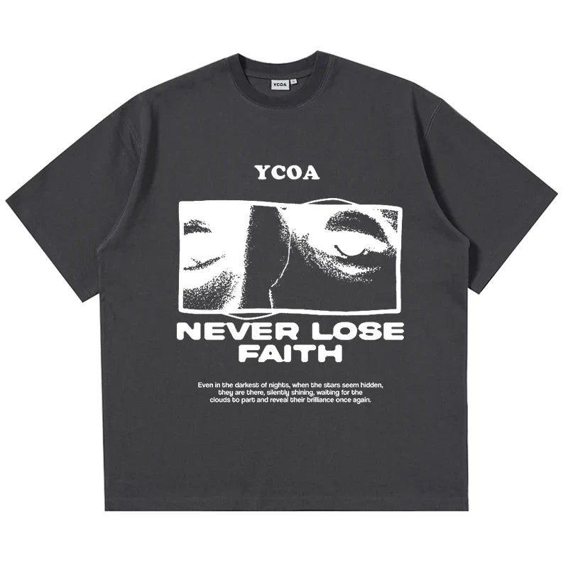 Y2K Retro "Never Lose Faith" Graphic T Shirt