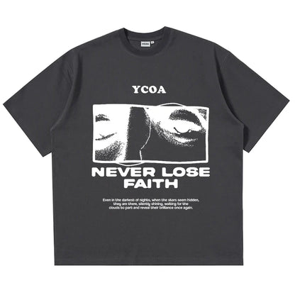 Y2K Retro "Never Lose Faith" Graphic T Shirt