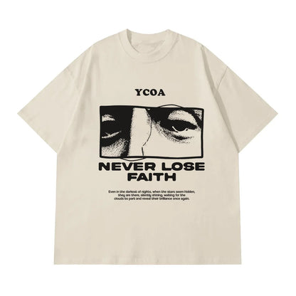 Y2K Retro "Never Lose Faith" Graphic T Shirt