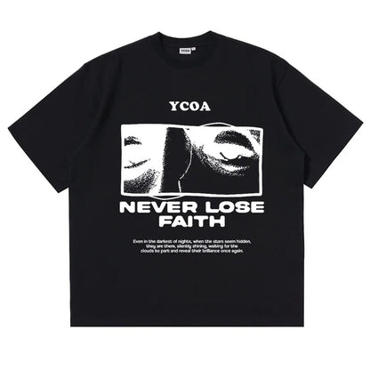 Y2K Retro "Never Lose Faith" Graphic T Shirt