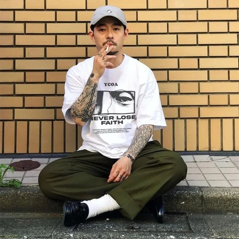 Y2K Retro "Never Lose Faith" Graphic T Shirt