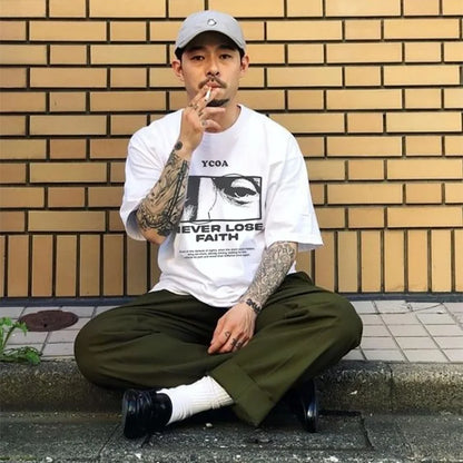 Y2K Retro "Never Lose Faith" Graphic T Shirt