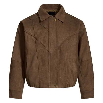 Y2K Retro Spliced Faux Suede Leather Jacket