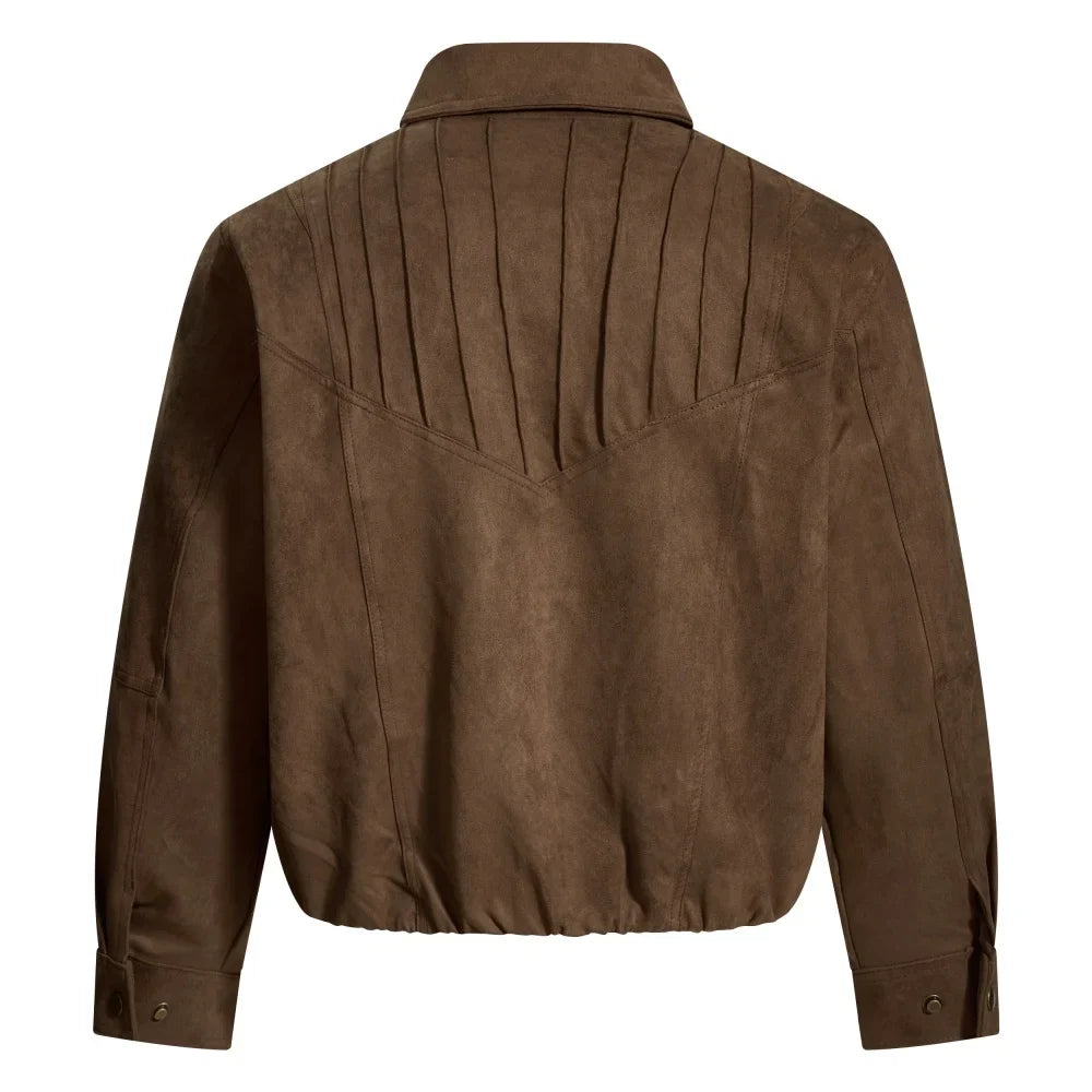 Y2K Retro Spliced Faux Suede Leather Jacket