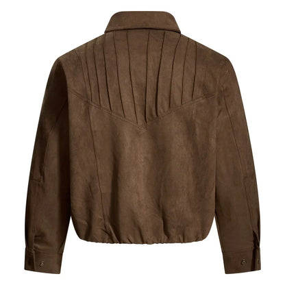 Y2K Retro Spliced Faux Suede Leather Jacket