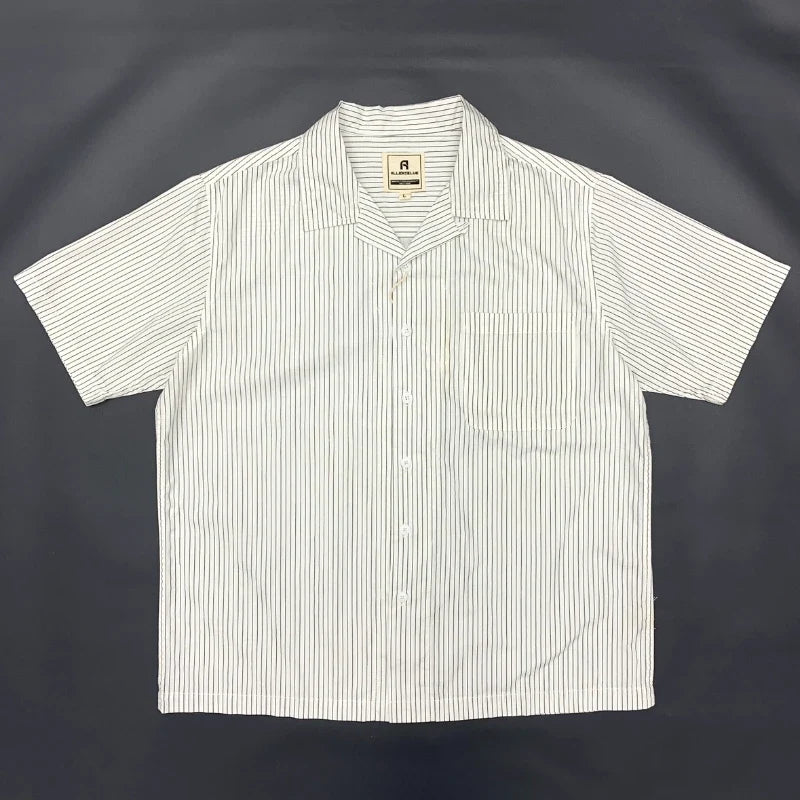 Y2K Retro Striped Short Sleeve Cuban Collar Button Down Shirt