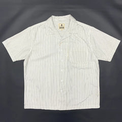 Y2K Retro Striped Short Sleeve Cuban Collar Button Down Shirt