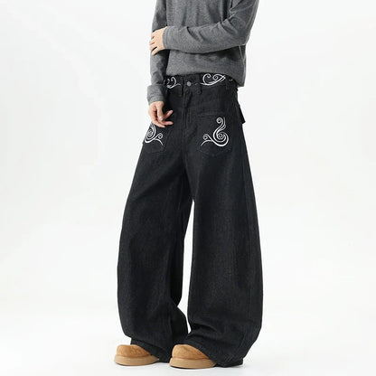Y2K Retro Western Embroidered Baggy Barrel Jeans