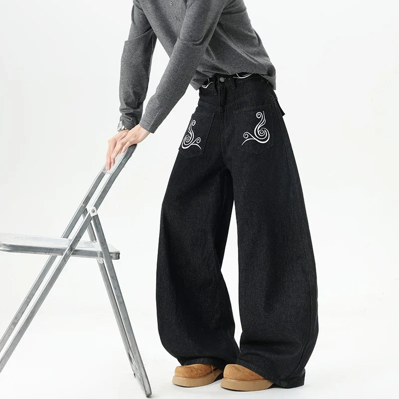 Y2K Retro Western Embroidered Baggy Barrel Jeans
