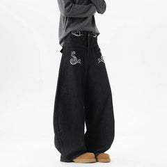 Y2K Retro Western Embroidered Baggy Barrel Jeans