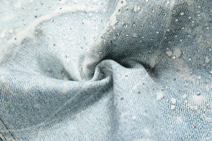 Y2K Rhinestone Distressed Baggy Denim Curved Barrel Jeans