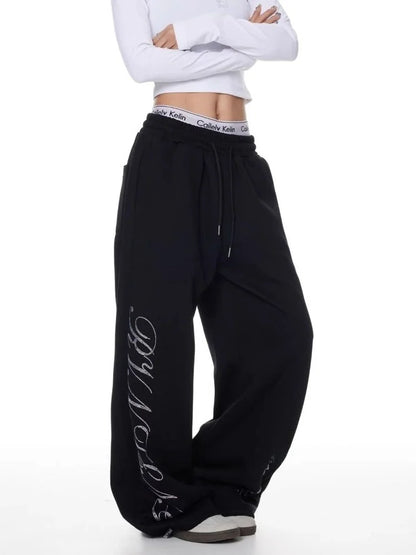 Y2K Rhinestone Graphic Sweatpants Joggers Trousers