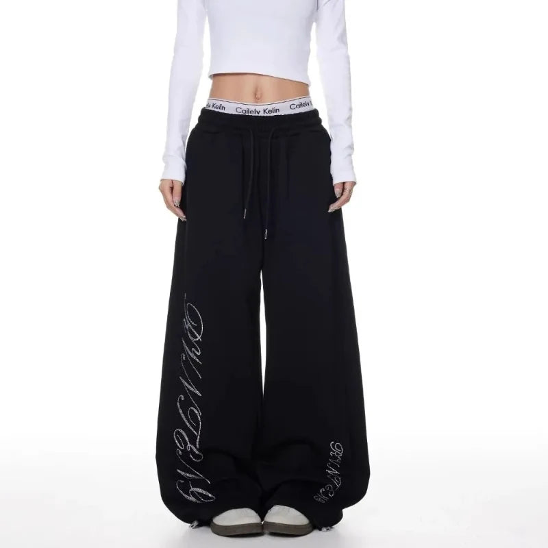Y2K Rhinestone Graphic Sweatpants Joggers Trousers
