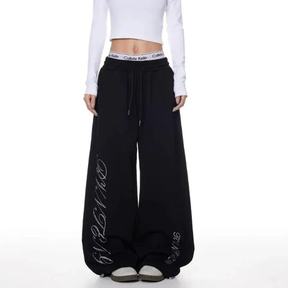 Y2K Rhinestone Graphic Sweatpants Joggers Trousers