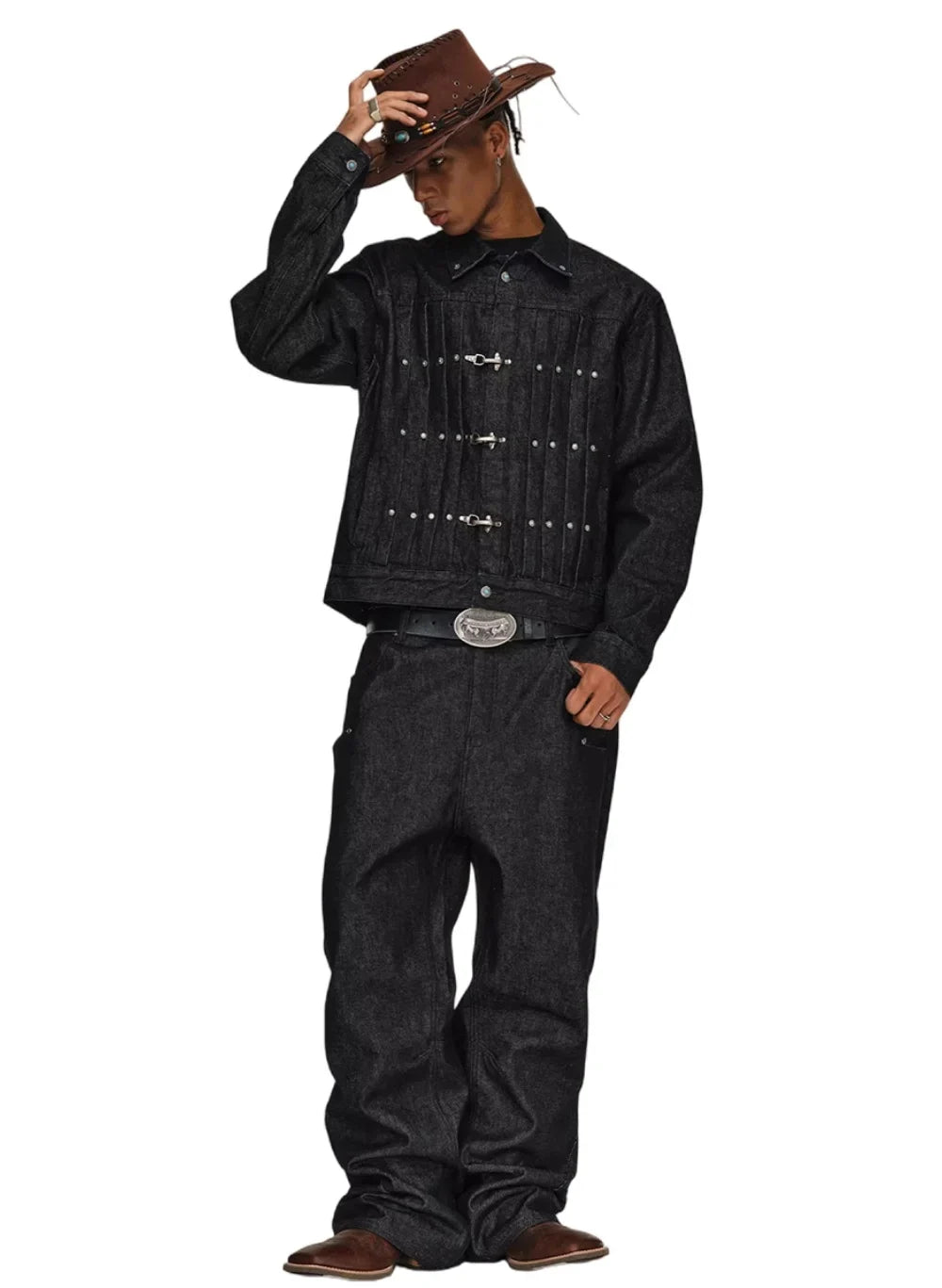 Y2K Rivet Clasp Raw Denim Jacket