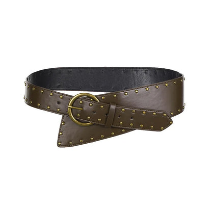 Y2K Rivet Irregular Wide Faux Leather Body Belt